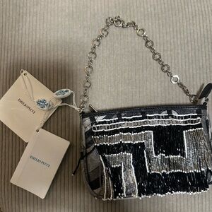 Emilio Pucci Black and Silver Patterned Mini Clutch